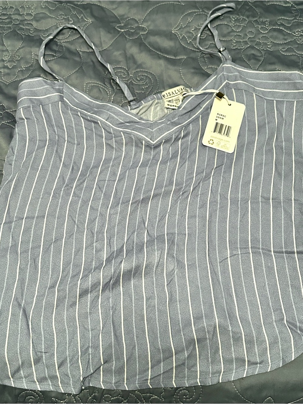 Pj Salvage Blue Pinstripe adjustable Strap Cami